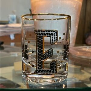 Anthropologie Gold and Black Monogrammed Glass